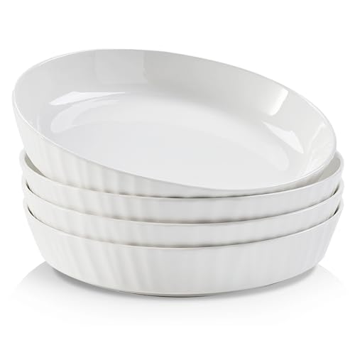 mehrido Keramik Pastateller, 4er Set Suppenteller Spaghetti Teller Salatteller Servierteller, 21 cm 800ml Porzellan Teller, Tiefe Bowl Schüssel für Pasta Salat Obst von mehrido