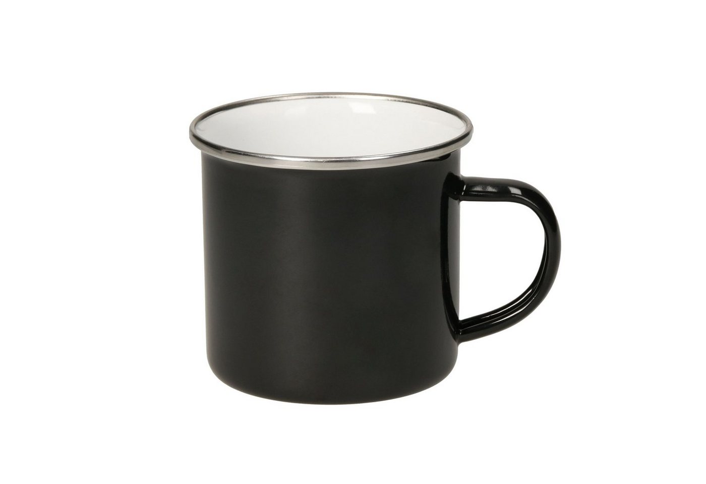 mehrweg.pro Mehrwegbecher Emaille-Becher Cozy", 300 ml, schwarz, Metall, (Sparset, 100-tlg., 100), Außenfarbe schwarz & nnenfarbe weiß" von mehrweg.pro