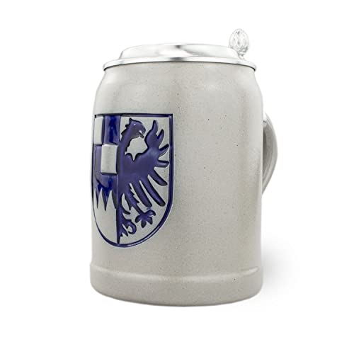 Bavariashop PREMIUM Bierkrug Mittelfranken • Handgefertigter, bayerischer Bierkrug mit Zinndeckel 0,5l von Bavariashop