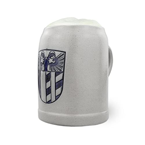 Bavariashop PREMIUM Bierkrug Schwaben • Handgefertigter, bayerischer Bierkrug mit Wappen-Gravur - 0,5l von Bavariashop