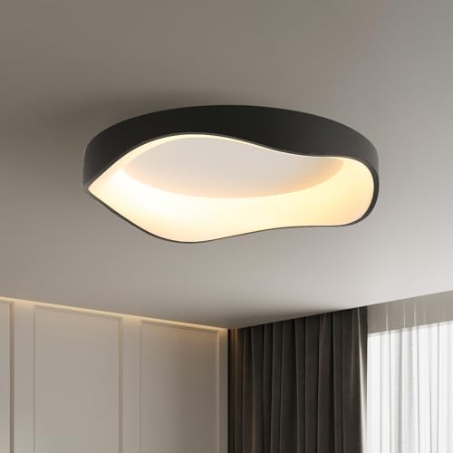 Moderne Led Deckenleuchte,Schwarz Deckenleuchte Minimalistische,D40cm 3500K Led Deckenlampe Für Wohnzimmer Schlafzimmer KüChe Flur（Warmes Licht） von meibeileil