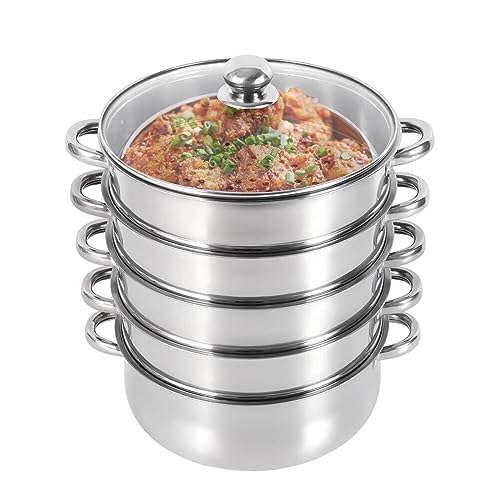 5-Stufiges Dampfgarer-Topfset Dampfgarer Edelstahl Manti-Kocher Induktion Slow Cooker GemüSe-Kartoffel-Dampfgarer Hochwertiges Material AnpassungsfäHig Schnelles Erhitzen Leicht Zu Reinigen (30cm) von meiliwmlo
