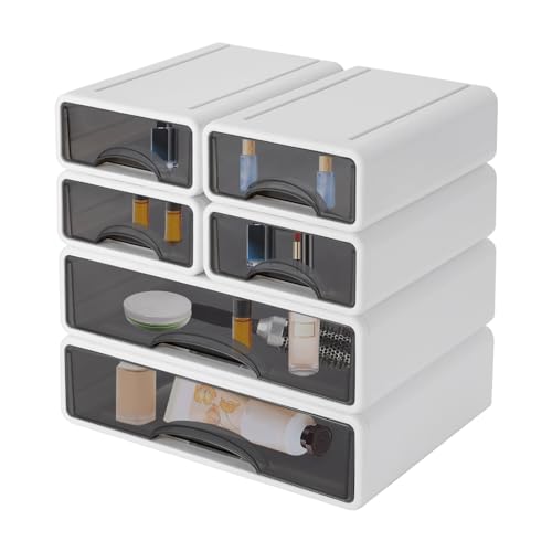 6 Schubladen Desktop Stackable Storage Box Plastic Drawer Craft Chest Of Drawers Selected Materials Elegantes Aussehen Ergonomisches Design Klassifizierte Lagerung Geeignet FüR Die Speicherung (Weiß) von meiliwmlo