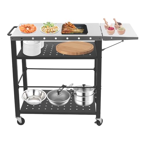 Mobiler Grillwagen Grilltischwagen KüChenwerkbank Outdoor-Grilltisch Geeignet FüR Camping Garten Hof Kann In Der KüChe Verwendet Werden Lagerhaus Garage BüRo WäScherei Esszimmer Als Lagerschrank von meiliwmlo
