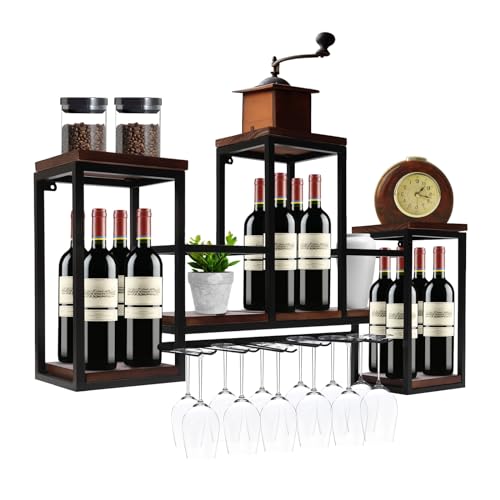 Neues Wand-Weinregal Vintage Weinflaschenregal Geeignet FüR Restaurant Bar Weinladen Lounge Individuelles Zuhause Andere Orte Cleveres Design Der Weinglasschiene Starke TragfäHigkeit Feine Politur von meiliwmlo