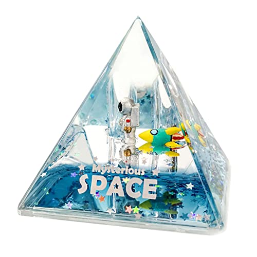 meimiao Astronauten-Pyramiden-Dekor | Liquid Motion Bubbler Pyramide Figuren | Acryl Tischplatte Treibsand Bleistift Halter | Bewegliche Sandkunst Sandlandschaften Tischdekoration von meimiao