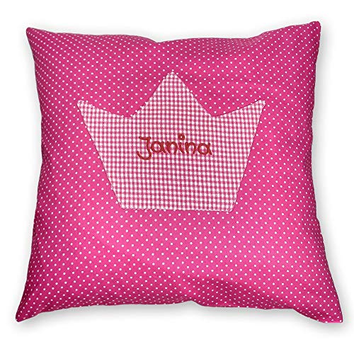 Kissen Krone mit Namen oder Spruch , Kinderkissen personalisiert, Prinzessinnen Kissen, Kuschelkissen, Kissenhülle Dekokissen, Farbe:pink von Mein-Name