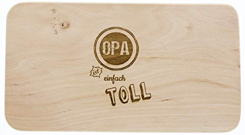 LASERHELD Brotzeitbrett Holz Erle, Opa ist einfach toll, Opa, Schneidbrett Holz, Geschenkidee für Opa von LASERHELD