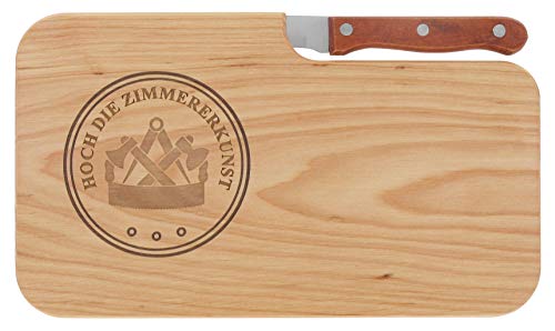 LASERHELD | Brotzeitbrett Holz mit Gravur “Hoch die Zimmererkunst" & Messer | 26 x 15 cm | Frühstücksbrettchen Holz Schneidebrett Jausenbrett Zunftzeichen | Geschenk für Zimmerer als Vatertagsgeschenk LASERHELD | Brotzeitbrett Holz mit Gravur “Hoch die Zimmererkunst" & Messer | 26 x 15 cm | Frühstücksbrettchen Holz Schneidebrett Jausenbrett Zunftzeichen | Geschenk für Zimmerer als Vatertagsgeschenk von LASERHELD