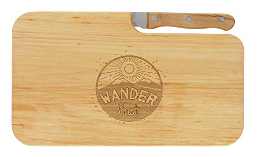 LASERHELD | Brotzeitbrett Holz mit Gravur “Wanderlust” & Messer | 26 x 15 cm | Frühstücksbrettchen Holz Schneidebrett Jausenbrett | Geschenk für Wanderer und Bergfreunde zum Vatertag LASERHELD | Brotzeitbrett Holz mit Gravur “Wanderlust” & Messer | 26 x 15 cm | Frühstücksbrettchen Holz Schneidebrett Jausenbrett | Geschenk für Wanderer und Bergfreunde zum Vatertag von LASERHELD