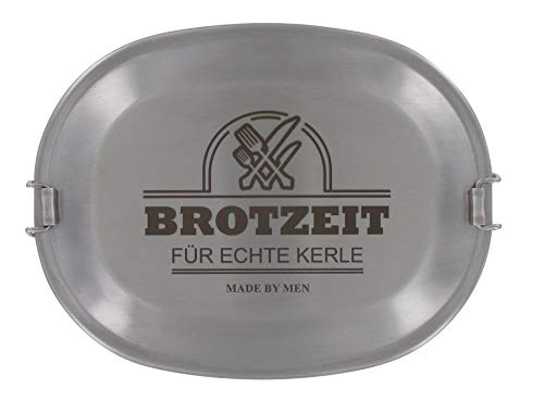 LASERHELD Vesperdose Brotzeitdose Jausendose aus Edelstahl mit Gravur Brotzeit für echte Kerle - Geschenkidee für Männer von LASERHELD