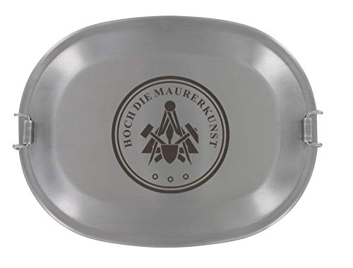 LASERHELD Vesperdose Brotzeitdose Jausendose aus Edelstahl mit Gravur Hoch die Maurerkunst - Geschenkidee für Maurer Handwerker von LASERHELD