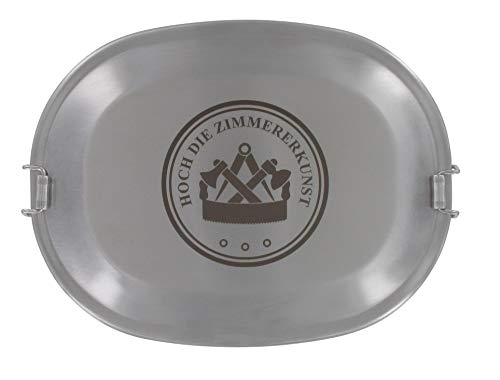 LASERHELD Vesperdose Brotzeitdose Jausendose aus Edelstahl mit Gravur Hoch die Zimmererkunst - Geschenkidee für Zimmerer Zimmermann Handwerker von LASERHELD