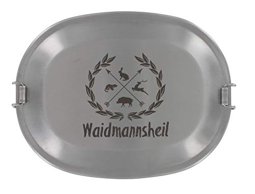 LASERHELD Vesperdose Brotzeitdose Jausendose aus Edelstahl mit Gravur Waidmannsheil - Geschenkidee für Jäger von LASERHELD