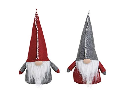 2 Winter Wichtel aus Textil Türstopper – 2-fach sortiert – rot/grau B16 x T9 x H32 cm von meindekoartikel