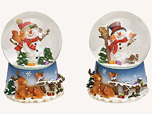 2er-Set Schneekugel mit süssen Schneemann und tollen Details aus Poly und Glas 2 Fach Sortiert (bunt) (Ø 10 cm) von meindekoartikel