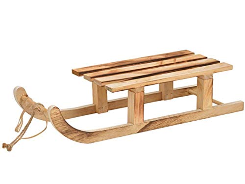 Deko Schlitten aus Holz geflammt - Weihnachtsdekoration Winterdekoration (braun) (42 cm) von meindekoartikel