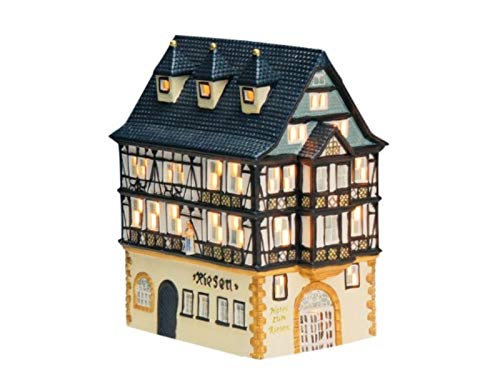 Hotel zum Riesen in Miltenberg (Main) aus Porzellan – Windlicht Lichthaus Miniatur-Modell B17 x H22 x T10 cm - detailreiche Haus Dekoration Teelichthalter Weihnachtsdorf Sammlerobjekt Dekohaus von meindekoartikel