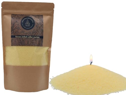 KERZENSAND inkl. 2 Dochte á 20cm - Palmwachs Wachsgranulat Kerzengranulat Kerze Wachs Teelicht - Universal einsetzbar - unvergleichbar Kreativ (vanille - 400g) von meindekoartikel