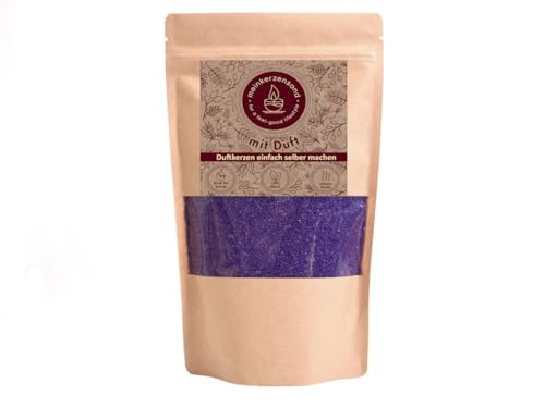 Aromatischer Kerzensand mit Duft 400g inkl. 3 Dochte Aromasand Duftgranulat aus Wachs Raumduft (Anti-Stress Lavendula) von meindekoartikel