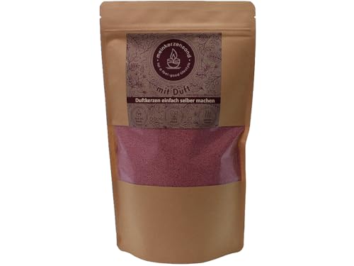 Aromatischer Kerzensand mit Duft 400g inkl. 3 Dochte Aromasand Duftgranulat aus Wachs Raumduft (Rose Botton) von meindekoartikel
