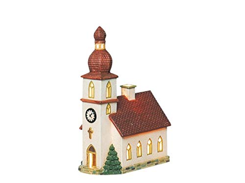 Kirche in Bayern aus Porzellan – Windlicht Lichthaus Miniatur-Modell – B14 x T8 x H21 cm - detailgetreues Dekohaus für Weihnachtsdorf Miniaturwelt Winterdeko Sammlerobjekt Weihnachtsdekoration von meindekoartikel