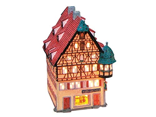 Marien-Apotheke in Rothenburg o.d. Tauber aus Porzellan – Windlicht Lichthaus Miniatur-Modell – B15 x T10 x H19 cm von meindekoartikel