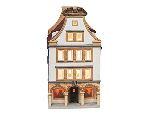 Prinzipalmarkt in Münster aus Porzellan – Windlicht Lichthaus Miniatur-Modell – B14 x T10 x H21 cm von meindekoartikel