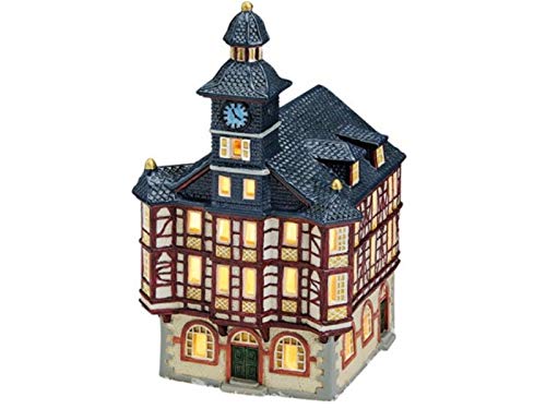 Rathaus in Heppenheim aus Porzellan – Windlicht Lichthaus Miniatur-Modell – B13 x T14 x H22 cm - detailgetreues Dekohaus für Weihnachtsdorf Miniaturwelt Winterdeko Sammlerobjekt Weihnachtsdekoration von meindekoartikel