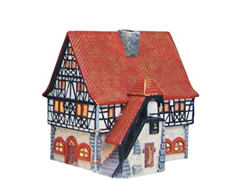 Rathaus in Schifferstadt aus Porzellan – Windlicht Lichthaus Miniatur-Modell – B12 x T16 x H16 cm von meindekoartikel