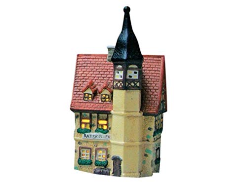 Ratskeller aus Porzellan – Windlicht Lichthaus Miniatur-Modell – B10 x T10 x H21 cm - detailgetreues Dekohaus für Weihnachtsdorf Miniaturwelt Winterdeko Sammlerobjekt Weihnachtsdekoration von meindekoartikel