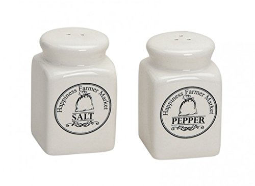 Salz- und Pfefferstreuer aus Keramik "Salt & Pepper" B5/T5/H7 cm im Retro-Stil weiß von meindekoartikel