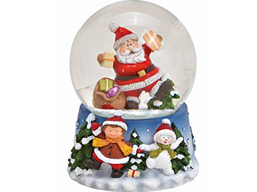 Schneekugel mit Nikolaus auf Motiv Sockel mit süßen Details aus Glas und Poly - Weihnachtsdeko Winterdeko - tolles Mitbringsel (bunt) Ø 7 x Höhe 9cm (mit Geschenk) von meindekoartikel