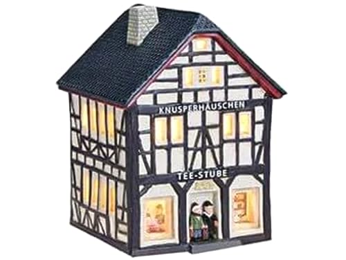 Teestube Knusperhaus Bonn aus Porzellan – Windlicht Lichthaus Miniatur-Modell - B12 x H16 x T12 von meindekoartikel
