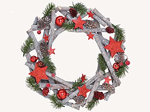 Weihnachtskranz dekoriert mit Zapfen und Beeren – Dekokranz aus Holz & Kunststoff – Festliche Deko für Tür, Tisch, Wand – Adventskranz, Winterkranz, Weihnachtsdeko (braun) (Ø 30) von meindekoartikel