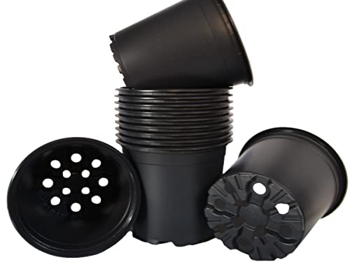 meindekoartikel 12 Pflanztöpfe Blumentöpfe schwarz/rund mit speziellen Boden und U-Rand aus Kunststoff ideal zur Anzucht und Aufzucht (Ø 14cm) von meindekoartikel