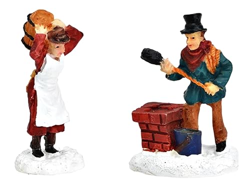 meindekoartikel 2er Set Figuren - Schornsteinfeger und Brauereiarbeiter - Lichthaus Winterwelt - Miniaturfiguren Miniatur-Modell für ihre Miniaturwelt von meindekoartikel