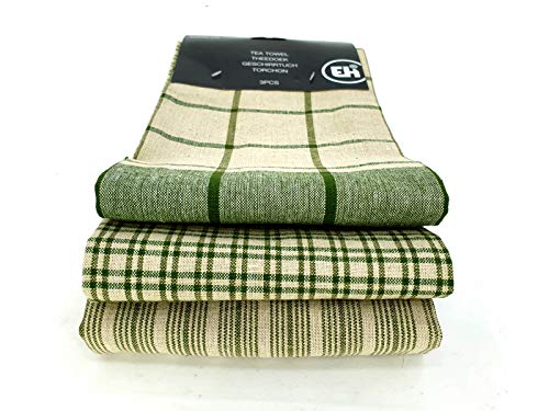 meindekoartikel 3er-Set Küchenhandtuch Spülhandtuch Handtuch Haushaltstuch in 3 Mustern - Länge 70cm x Breite 45cm (Grün) von meindekoartikel
