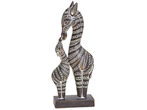 meindekoartikel Aufsteller Deko Figur - Zebras auf Sockel in Holzoptik aus Poly (braun Weiss) Breite 13cm x Höhe 35cm x Tiefe 7cm von meindekoartikel