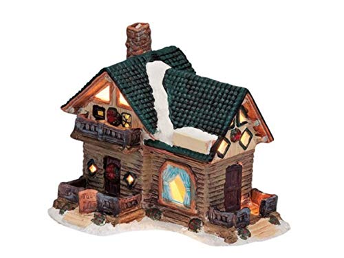 Blockhaus aus Porzellan – Windlicht Lichthaus Miniatur-Modell – B15 x T11 x H13 cm von meindekoartikel