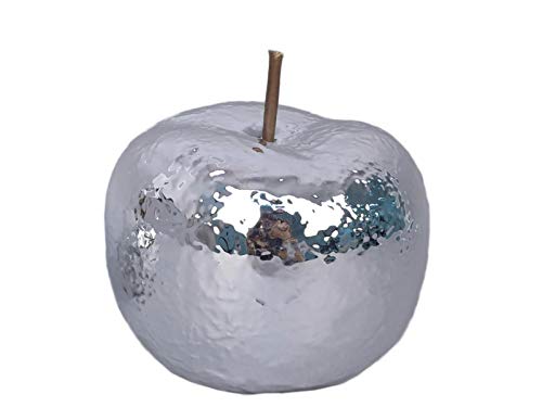 meindekoartikel Deko-Apfel aus Keramik in tollen Farben und verschiedenen Größen (Silber, Ø 12 cm - Höhe 10 cm) von meindekoartikel