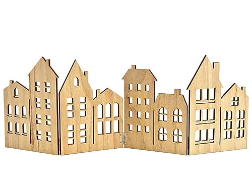 meindekoartikel Deko-Aufsteller - Strassenkulisse Altstadt-Häuser - Schattenspiel aus Holz 57 cm von meindekoartikel