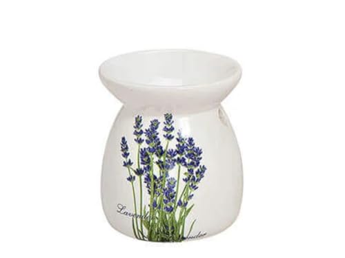 meindekoartikel Duftlampe Aromalampe - Lavendula - für Duftöl Duftwachs aus Keramik Höhe 11cm - Weiss (Model 1) von meindekoartikel