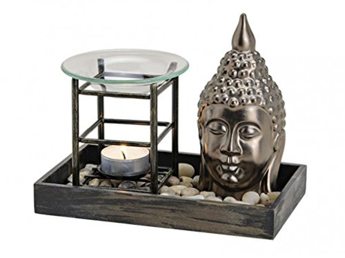meindekoartikel Duftlampe-Set Buddha B19/T11/H12 cm aus Keramik/Holz von meindekoartikel