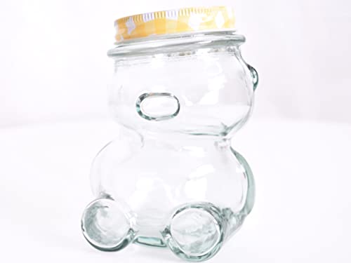 meindekoartikel Einmachglas Bärchen mit Drehverschluss Honig Konfitüre Glas 300ml GELB von meindekoartikel
