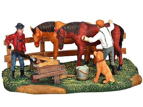 meindekoartikel Farmleben Pferde und Hund mit Figuren - Lichthaus Winterwelt - Miniaturfiguren Miniatur-Modell für ihre Miniaturwelt von meindekoartikel