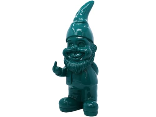 meindekoartikel Mittelfinger Zwerg - Gartenzwerg zeigt Stinkefinger Nachbars liebling Deko-Figur - Höhe 38 cm (Türkis) von meindekoartikel
