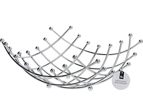 meindekoartikel Obstkorb Küchenkorb Haushaltskorb Korb aus Metall (silber) - Breite 31cm x Tiefe 31cm x Höhe 14cm von meindekoartikel