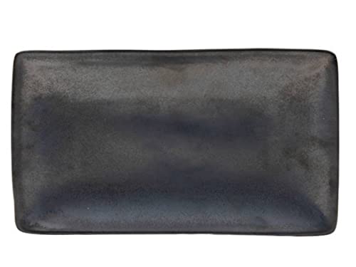 meindekoartikel Servierteller Servierplatte MANHATTAN-line aus Keramik in Anthrazit/Dunkel Grau (Länge 22cm x Breite 13cm, Anthrazit/Dunkel Grau) von meindekoartikel