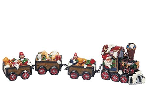 meindekoartikel Weihnachtliche Miniatur-Figuren Winterwelt-Szene aus Poly – 4 teiliger Weihnachtszug Länge 30 cm von meindekoartikel